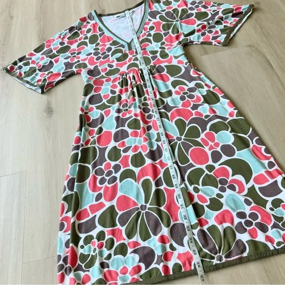 Boden Kimono Sleeve V Neck Midi Dress Abstract Floral size US 4R - Picture 5 of 7